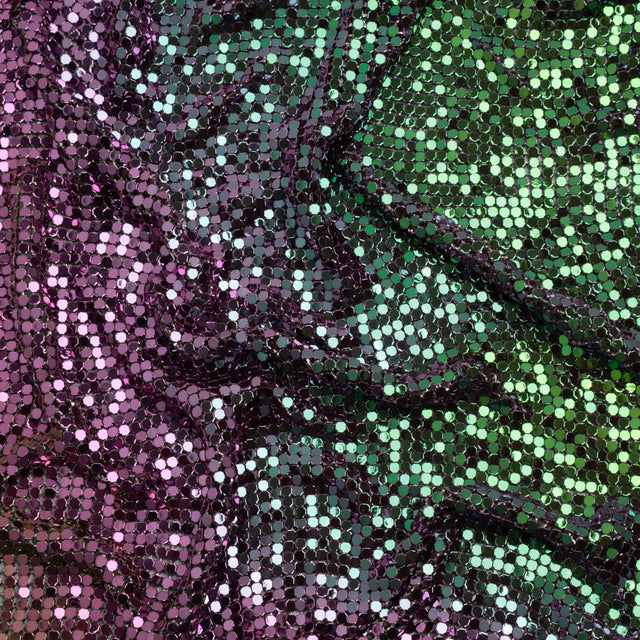 Aluminum Chainmail Fabric Panel, 3mm - Bright Pink and Green Oil Slick - Joan Collection
