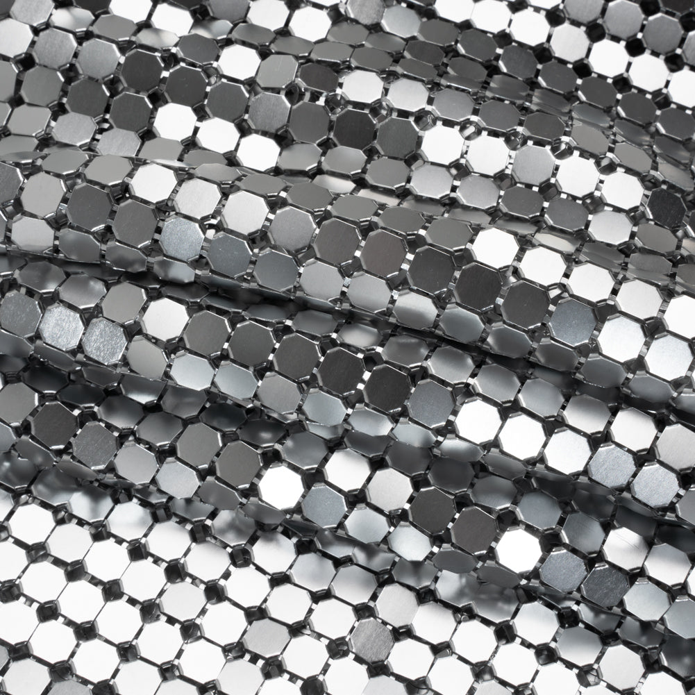 Aluminum Chainmail Fabric, 8mm Tubular - Silver - Joan Collection - Folded