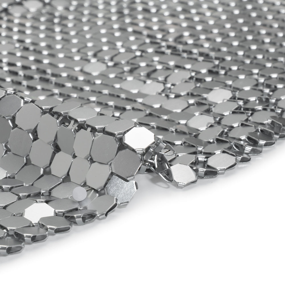 Aluminum Chainmail Fabric, 8mm Tubular - Silver - Joan Collection - Detail