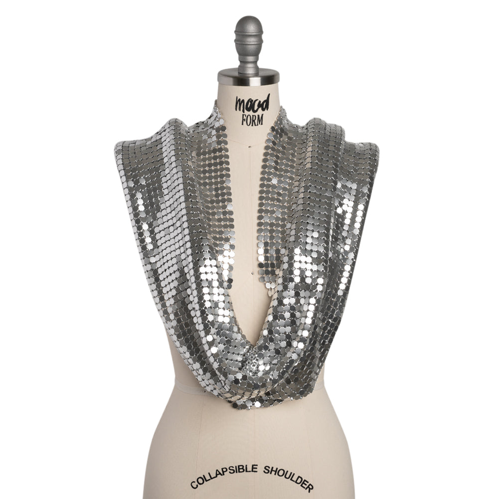 Aluminum Chainmail Fabric, 8mm Tubular - Silver - Joan Collection - Drape