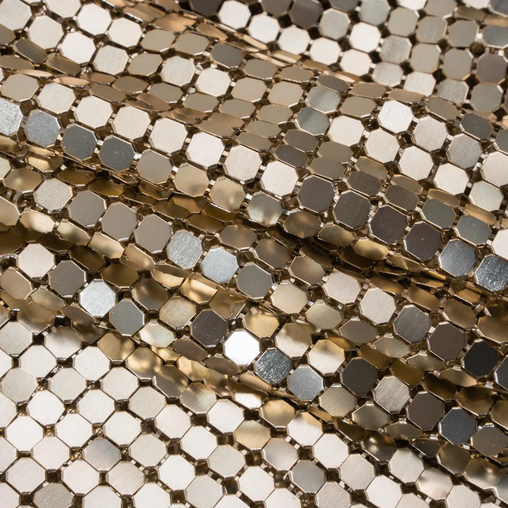 Aluminum Chainmail Fabric, 8mm Tubular - Gold - Joan Collection - Folded