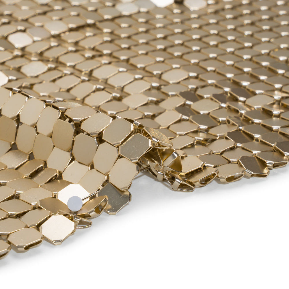 Aluminum Chainmail Fabric, 8mm Tubular - Gold - Joan Collection - Detail