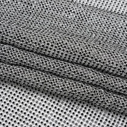 Rhinestone Aluminum Chainmail Fabric Panel, 3mm - Silver and Jet Black - Astraia Collection