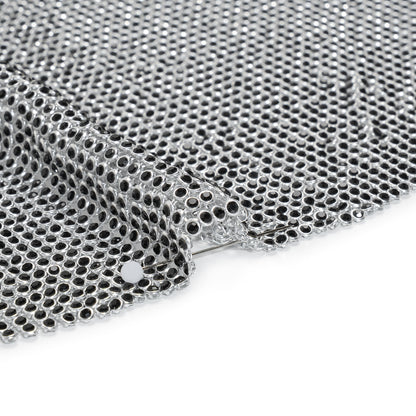 Rhinestone Aluminum Chainmail Fabric Panel, 3mm - Silver and Jet Black - Astraia Collection