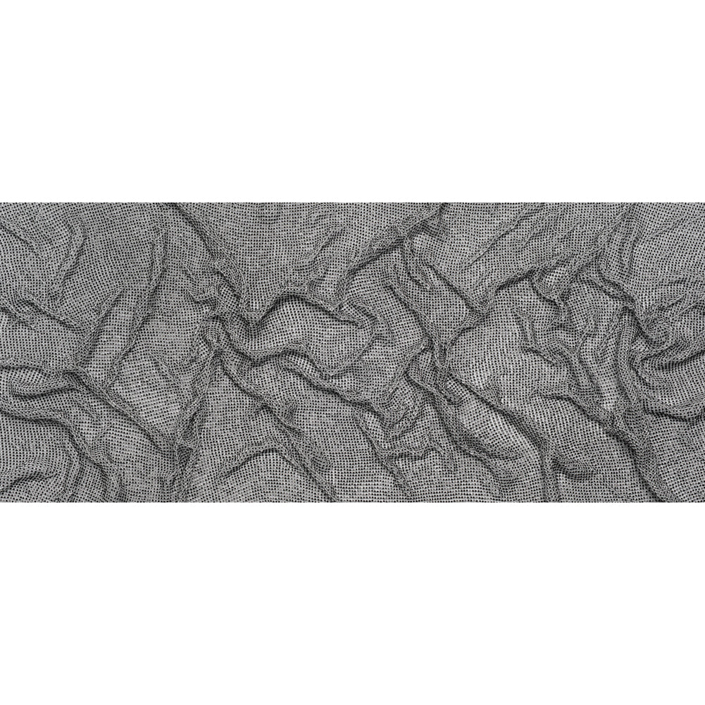 Rhinestone Aluminum Chainmail Fabric Panel, 3mm - Silver and Jet Black - Astraia Collection - Full