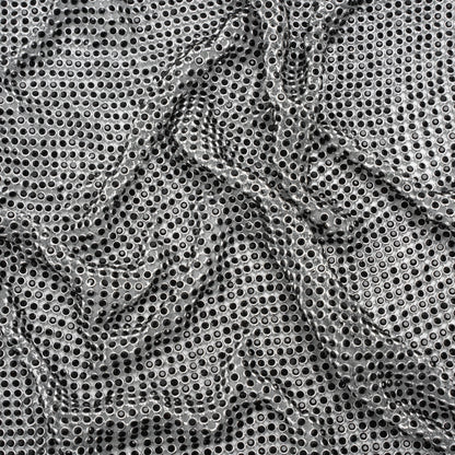 Rhinestone Aluminum Chainmail Fabric Panel, 3mm - Silver and Jet Black - Astraia Collection