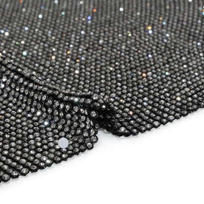 Rhinestone Aluminum Chainmail Fabric Panel, 3mm - Black and Crystal - Astraia Collection