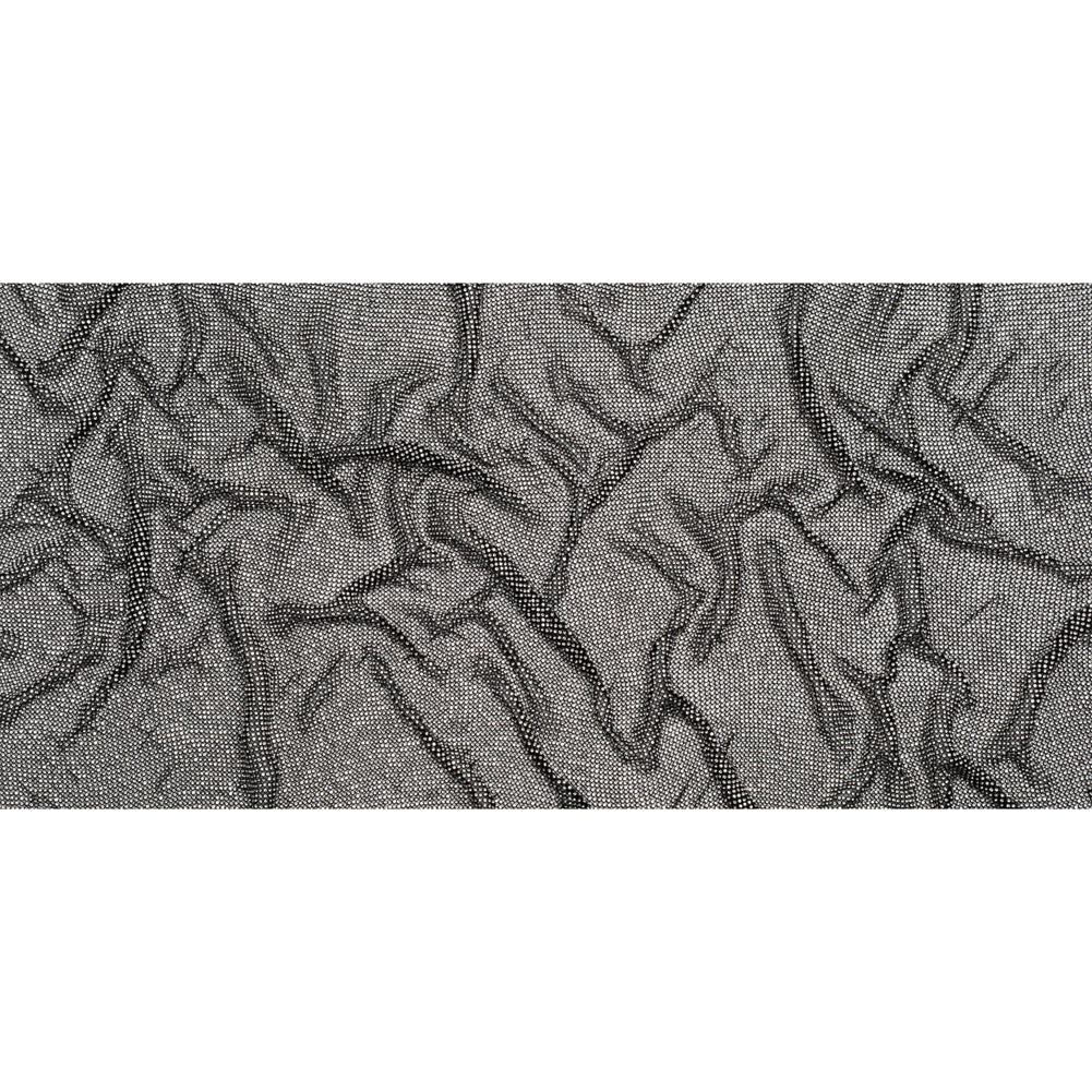Rhinestone Aluminum Chainmail Fabric Panel, 3mm - Black and Crystal - Astraia Collection - Full
