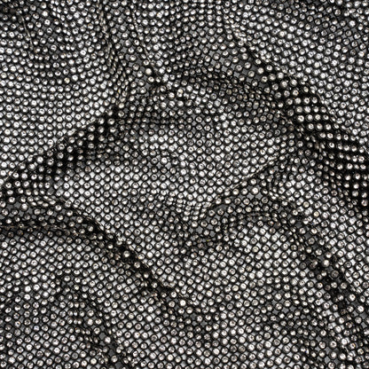Rhinestone Aluminum Chainmail Fabric Panel, 3mm - Black and Crystal - Astraia Collection