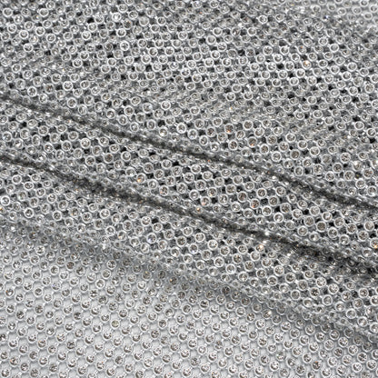 Panel de malla metálica de aluminio con pedrería, 4 mm - Plata y cristal - Colección Astraia