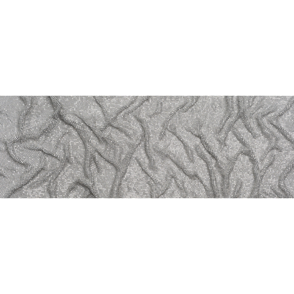 Panel de malla metálica de aluminio con pedrería, 4 mm - Plata y cristal - Colección Astraia