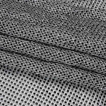 Rhinestone Aluminum Chainmail Fabric Panel, 4mm - Silver and Jet Black- Astraia Collection