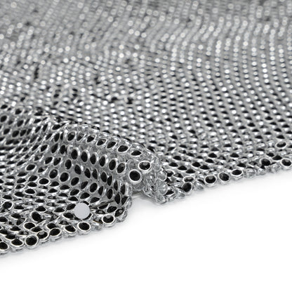 Rhinestone Aluminum Chainmail Fabric Panel, 4mm - Silver and Jet Black- Astraia Collection