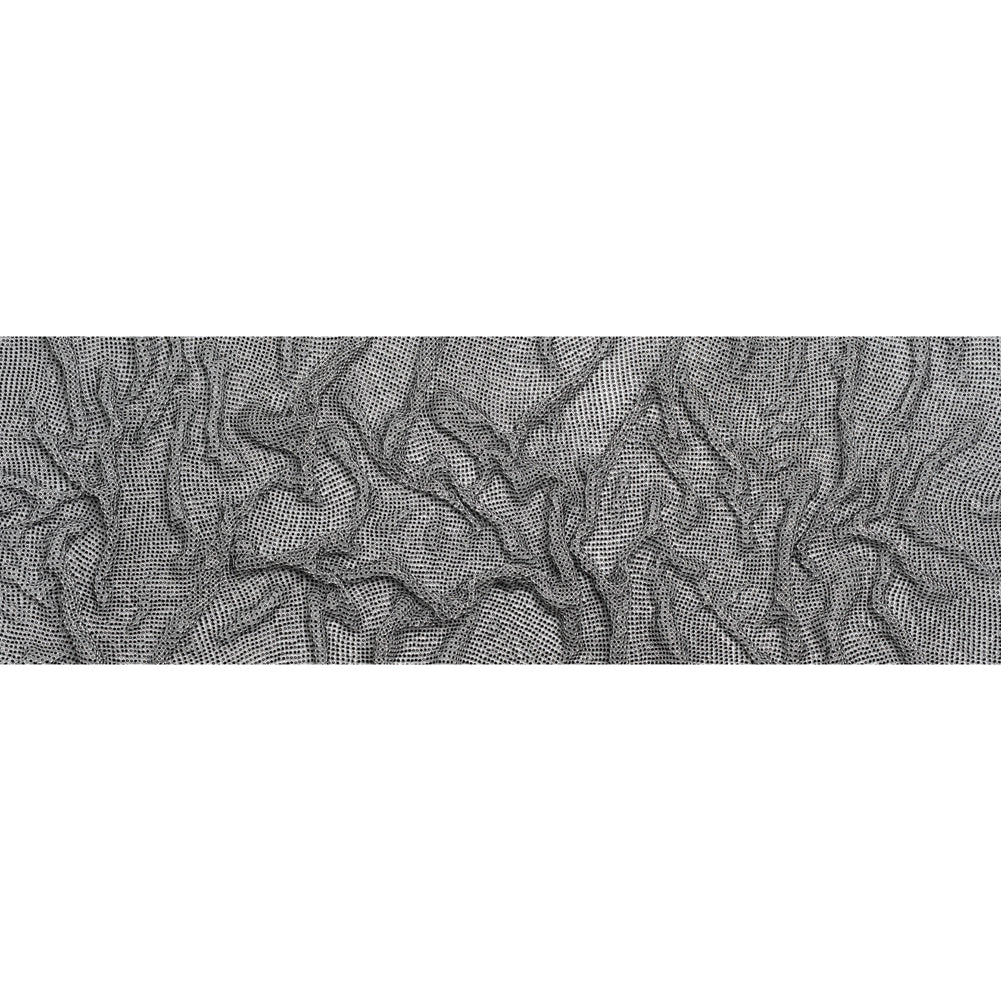 Rhinestone Aluminum Chainmail Fabric Panel, 4mm - Silver and Jet Black- Astraia Collection - Full