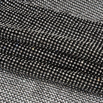 Rhinestone Aluminum Chainmail Fabric Panel, 4mm - Black and Crystal - Astraia Collection
