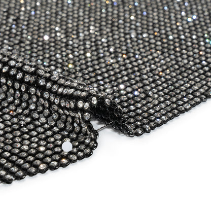 Rhinestone Aluminum Chainmail Fabric Panel, 4mm - Black and Crystal - Astraia Collection