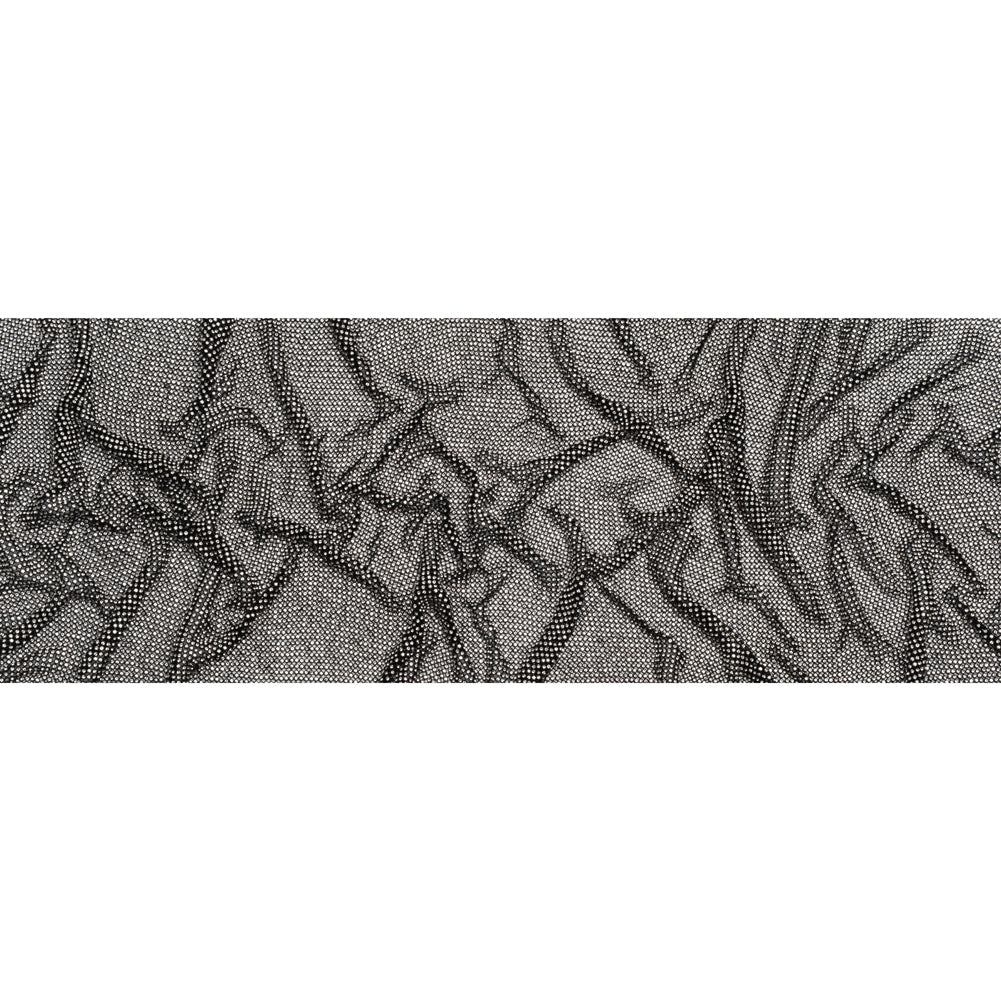 Rhinestone Aluminum Chainmail Fabric Panel, 4mm - Black and Crystal - Astraia Collection - Full