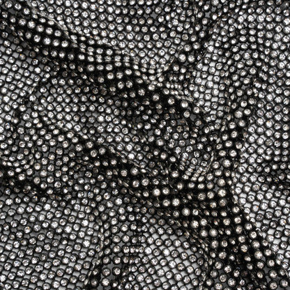 Rhinestone Aluminum Chainmail Fabric Panel, 4mm - Black and Crystal - Astraia Collection