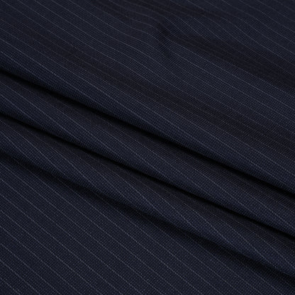 Super 150 Wool Suiting Made in Italy - Blue and White Pinstripes - Deadstock