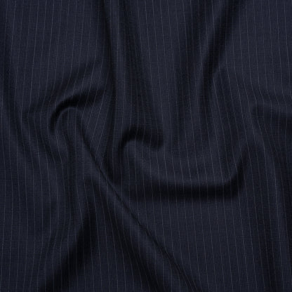Super 150 Wool Suiting Made in Italy - Blue and White Pinstripes - Deadstock