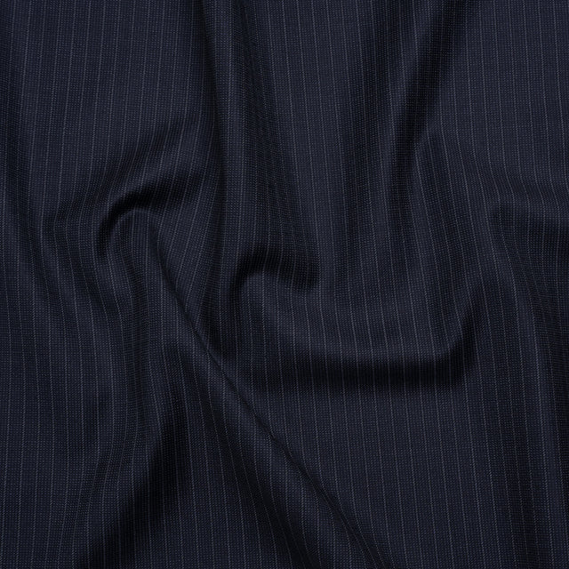 Super 150 Wool Suiting Made in Italy - Blue and White Pinstripes - Deadstock