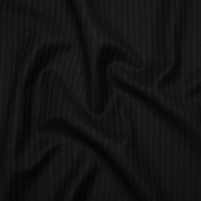 Super 130 Wool Suiting Made in Italy - Black and Charcoal Ticking Stripes - Deadstock