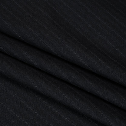 Super 130 Wool Suiting Made in Italy - Navy, Black and White Pinstripes - Deadstock