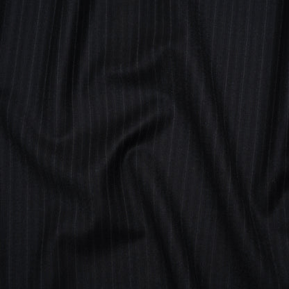 Super 130 Wool Suiting Made in Italy - Navy, Black and White Pinstripes - Deadstock