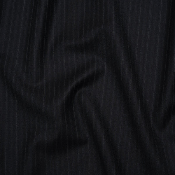Super 130 Wool Suiting Made in Italy - Navy, Black and White Pinstripe