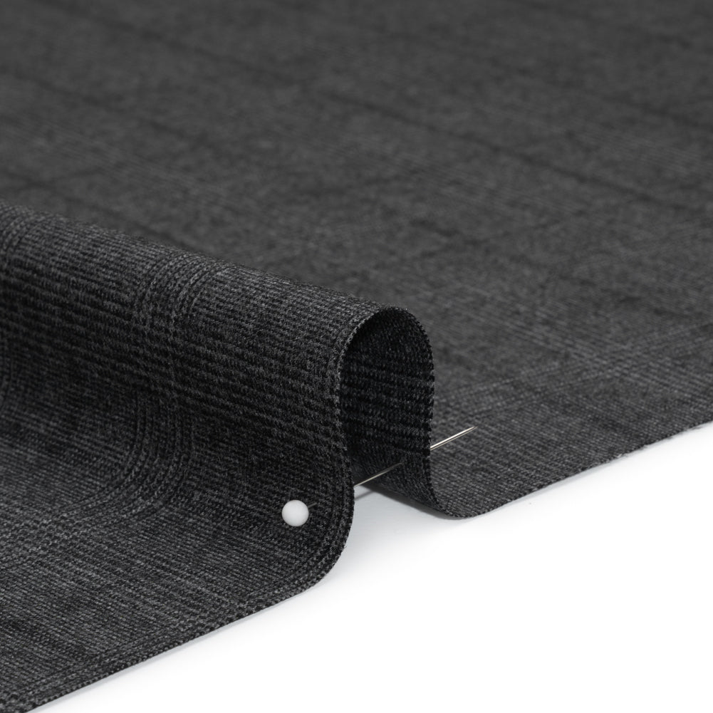 Super 130 Wool Suiting Made in Italy - Black and Gray Glen Plaid - Deadstock