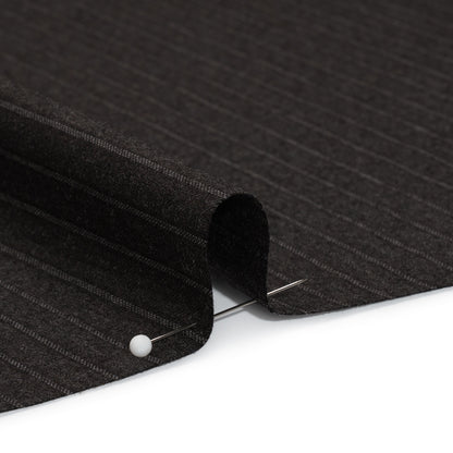 Super 130 Wool Twill Suiting Made in Italy - Brown and Gray Stripes - Deadstock