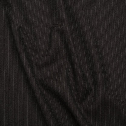 Super 130 Wool Twill Suiting Made in Italy - Brown and Gray Stripes - Deadstock