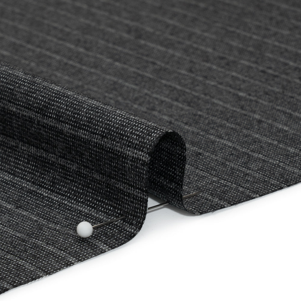 Super 140 Wool Suiting Made in Italy - Gray Stripes - Deadstock