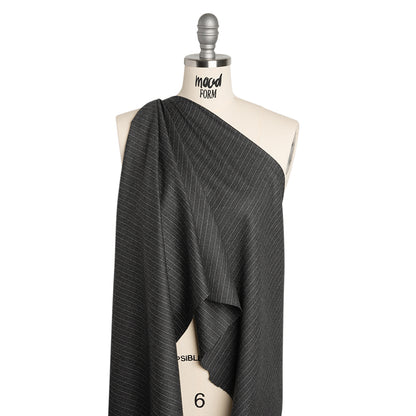 Super 140 Wool Suiting Made in Italy - Gray Stripes - Deadstock