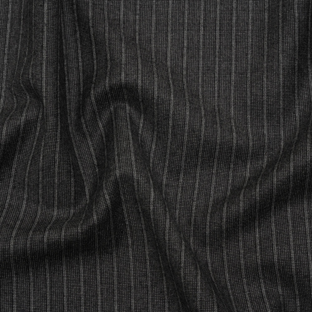 Super 140 Wool Suiting Made in Italy - Gray Stripes - Deadstock