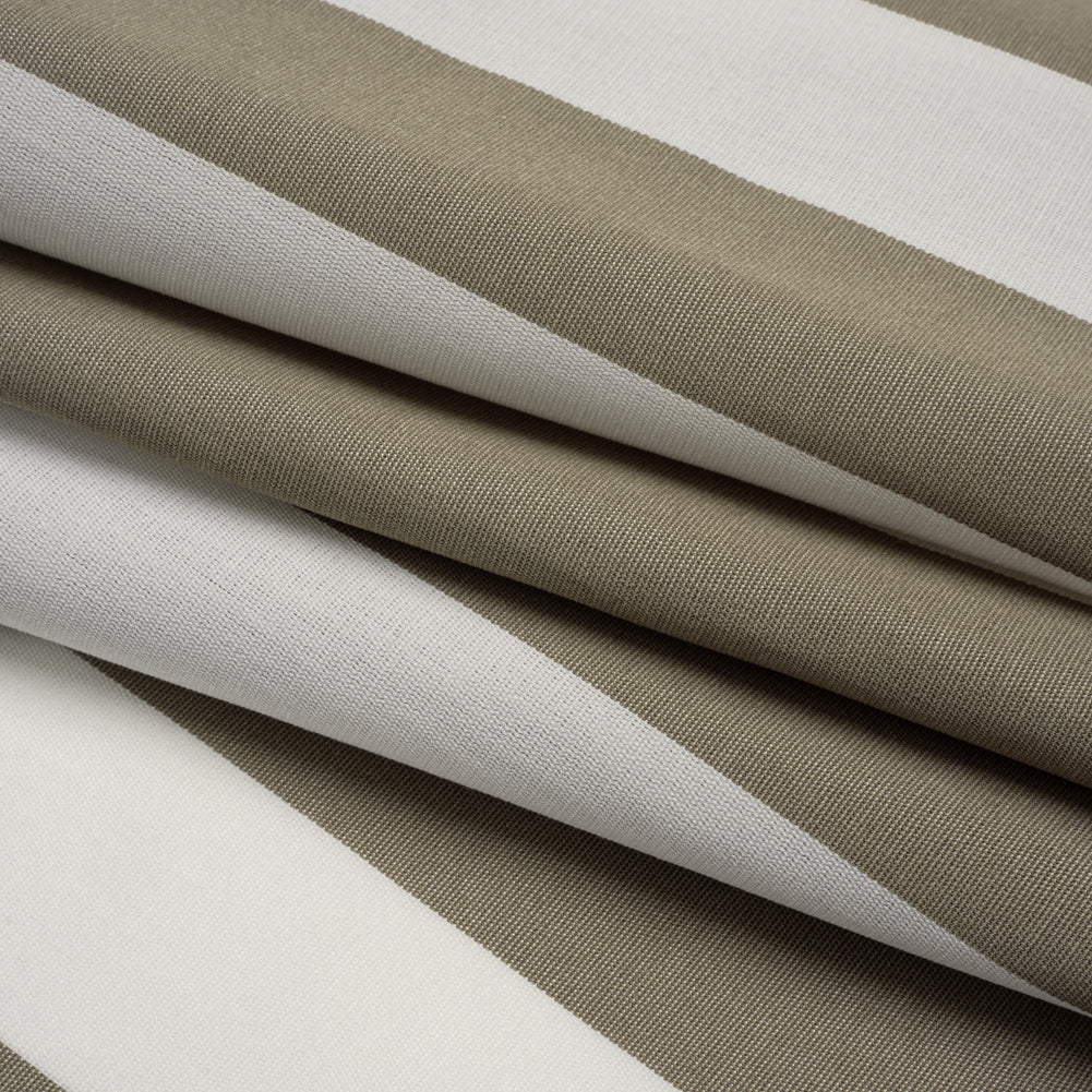 Outdoor Canvas - Stone and White Awning Stripes - Folded