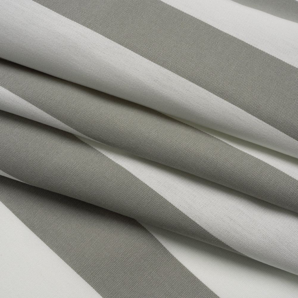 Outdoor Canvas - Light Gray and White Awning Stripes - Folded
