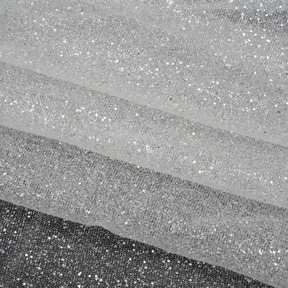 Glitter Tulle 5-yard Bundle - Silver on White