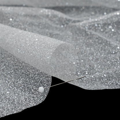 Glitter Tulle 5-yard Bundle - Silver on White