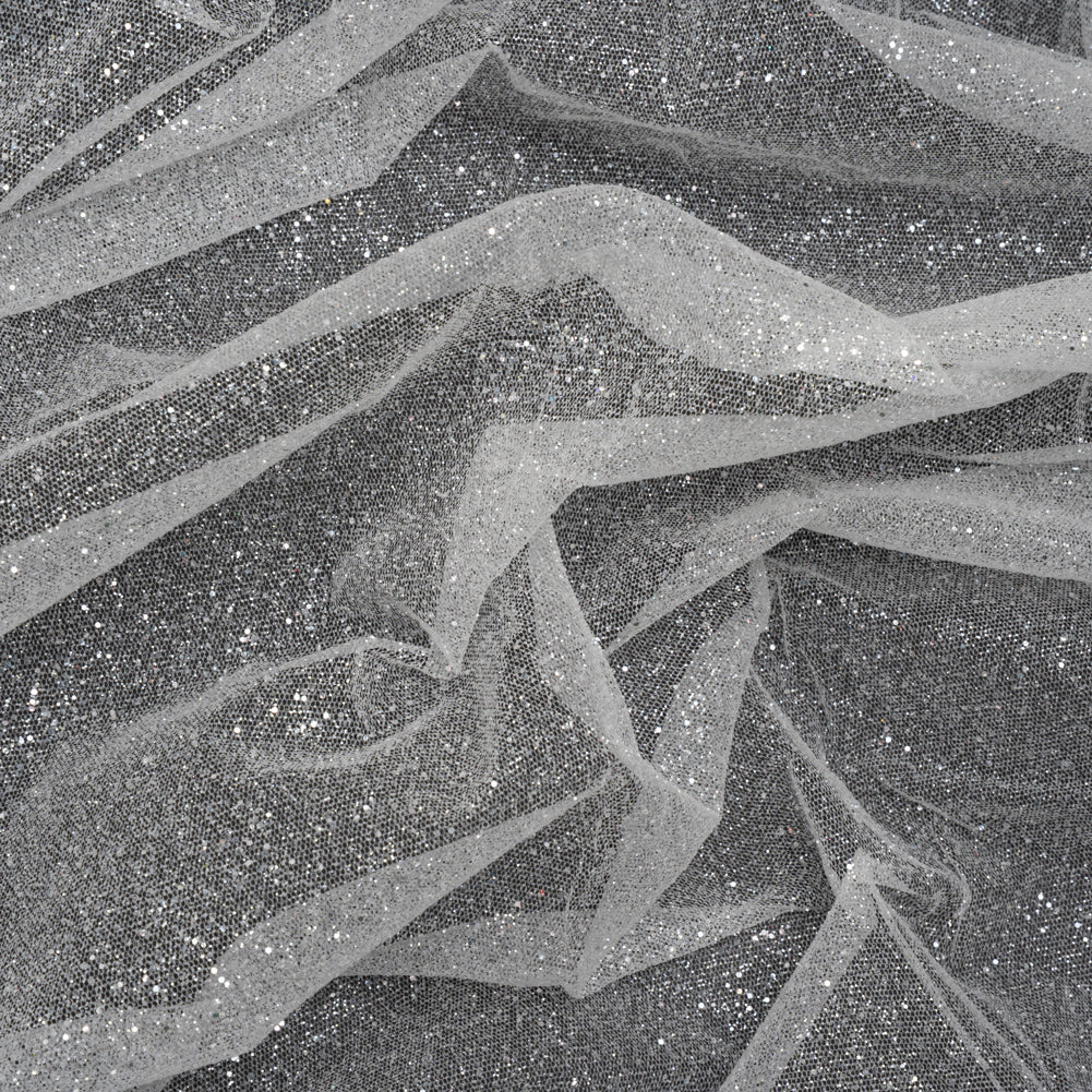 Glitter Tulle 5-yard Bundle - Silver on White