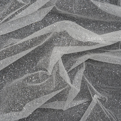 Glitter Tulle 5-yard Bundle - Silver on White