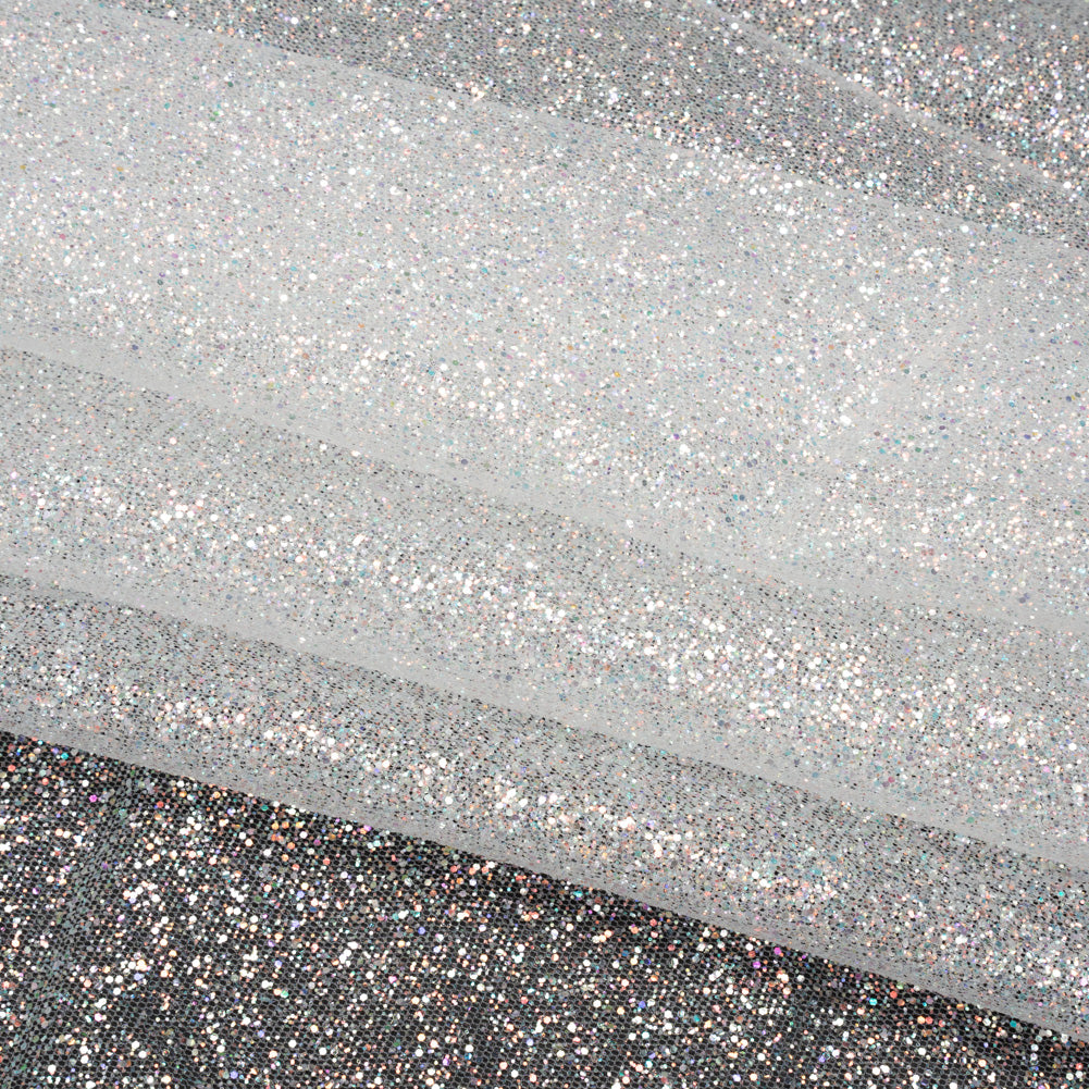 Glitter Tulle 5-yard Bundle - Iridescent on White