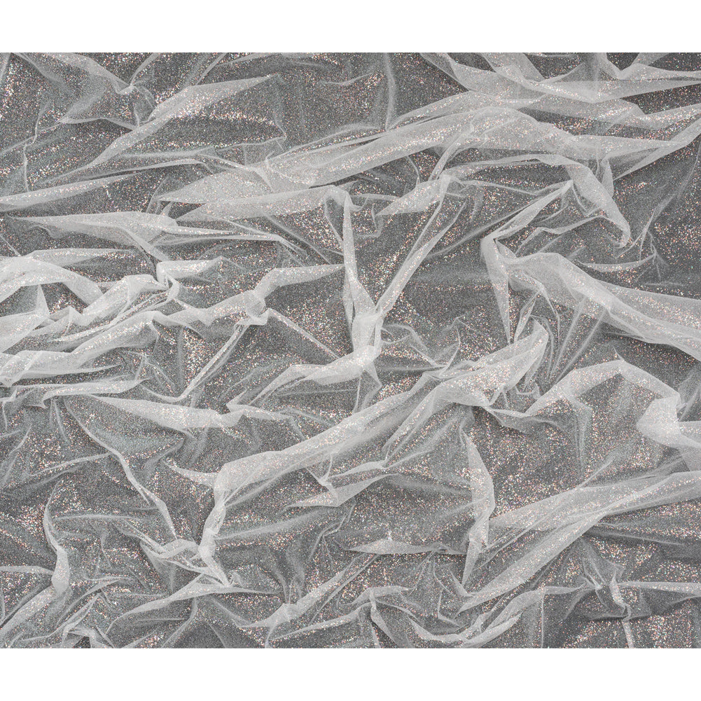 Glitter Tulle 5-yard Bundle - Iridescent on White