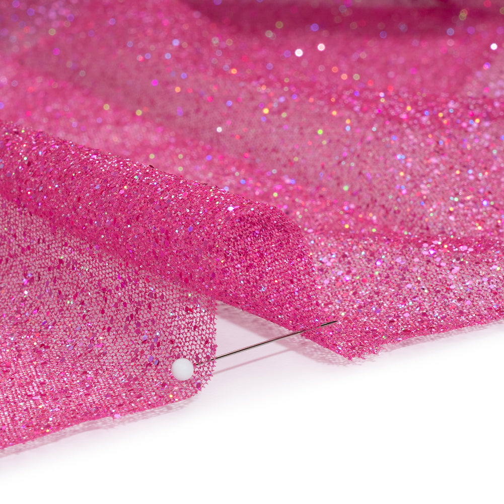 Glitter Tulle 5-yard Bundle - Multi on Fuchsia - Detail