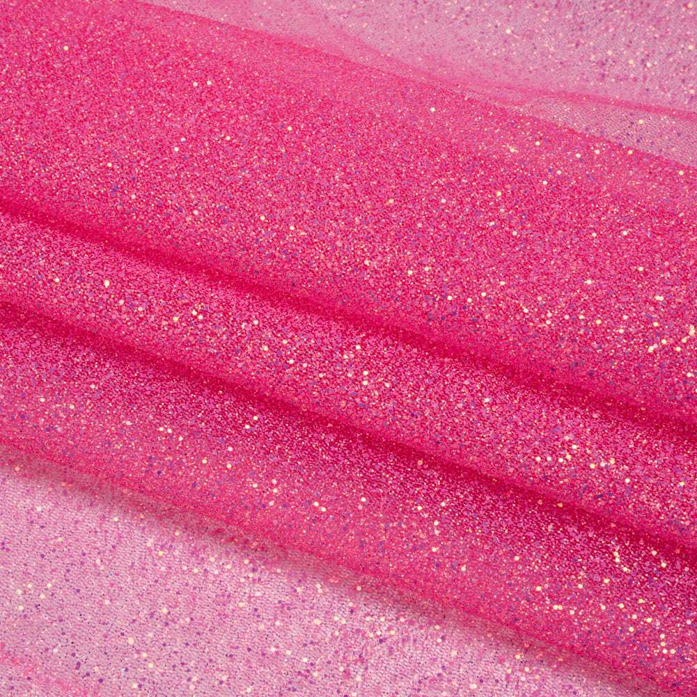 Glitter Tulle 5-yard Bundle - Hot Pink - Folded