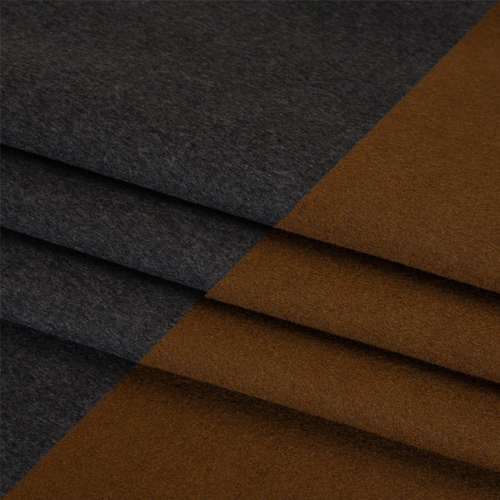 Cashmere Double Cloth Coating Made in Italy - Charcoal Gray and Brown - Deadstock - Folded