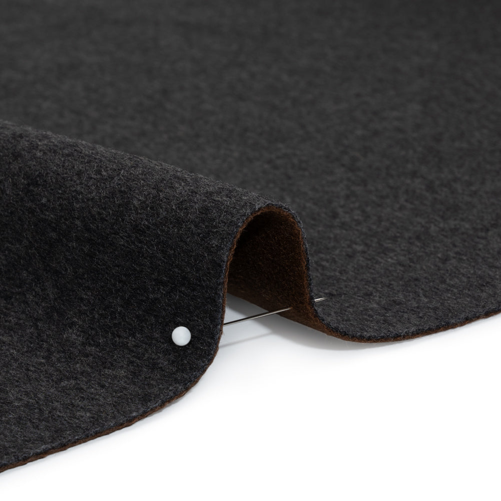 Cashmere Double Cloth Coating Made in Italy - Charcoal Gray and Brown - Deadstock - Detail
