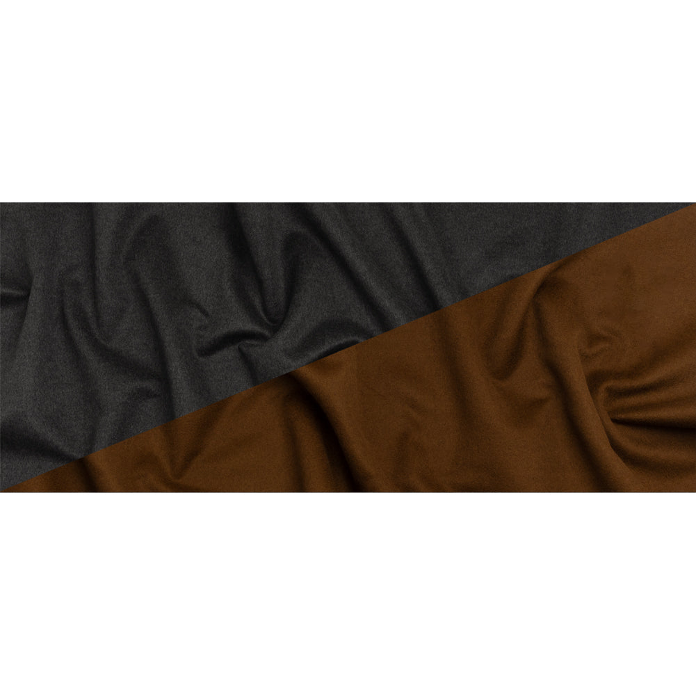 Cashmere Double Cloth Coating Made in Italy - Charcoal Gray and Brown - Deadstock - Full