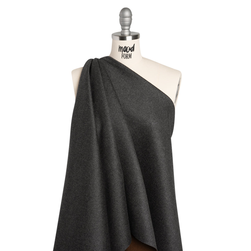 Cashmere Double Cloth Coating Made in Italy - Charcoal Gray and Brown - Deadstock - Drape