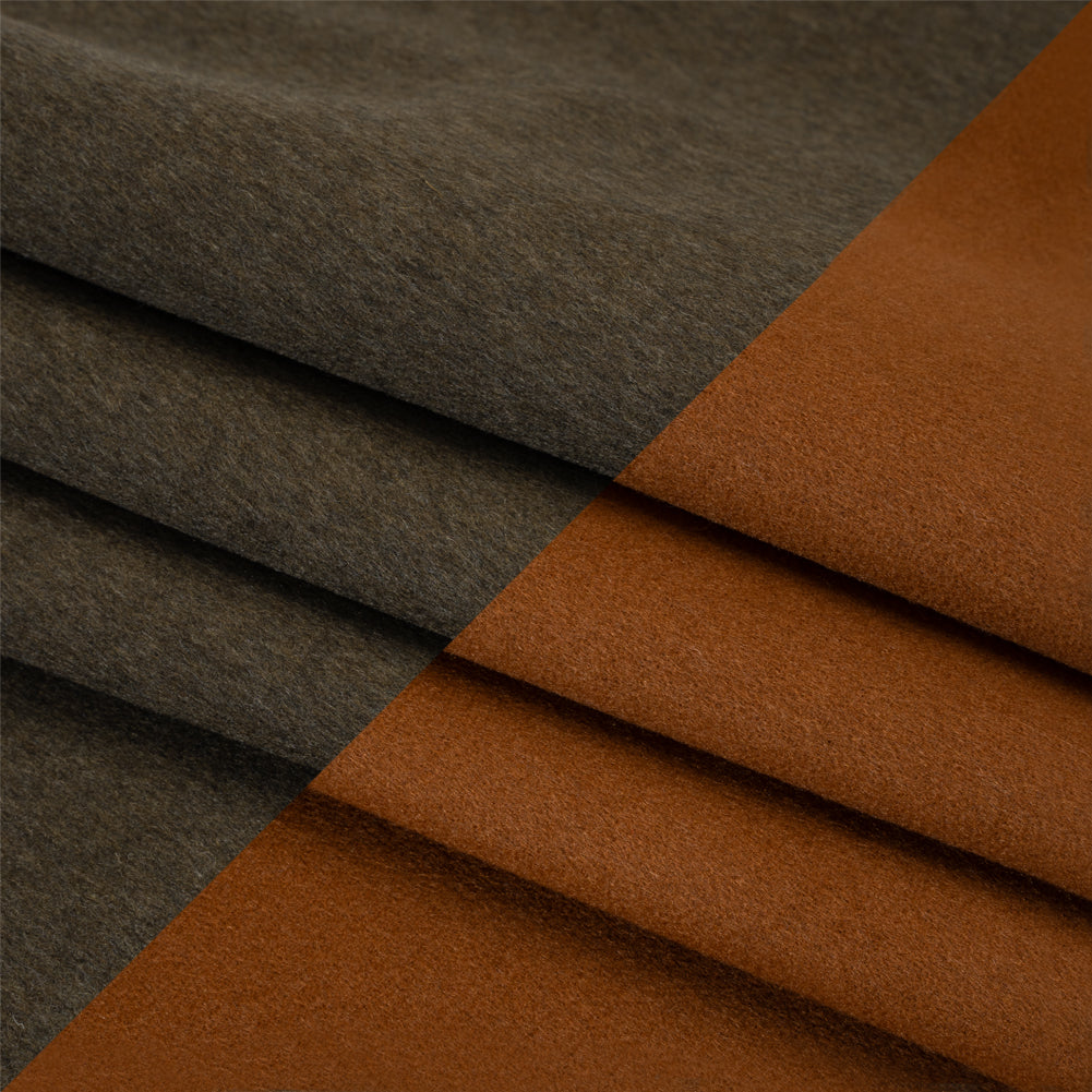 Cashmere Double Cloth Coating Made in Italy - Brown Olive and Adobe Brown - Deadstock